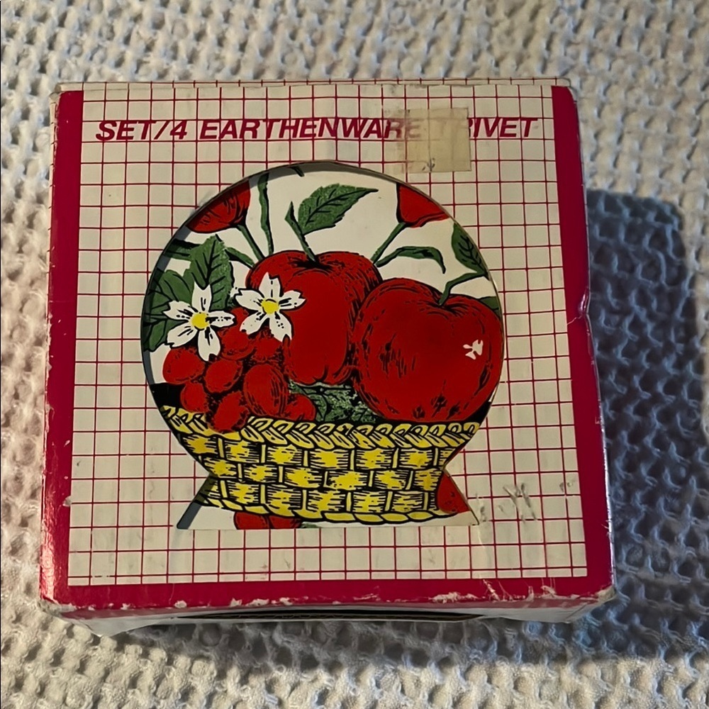 Vintage Fruit Basket Earthenware Coaster Set